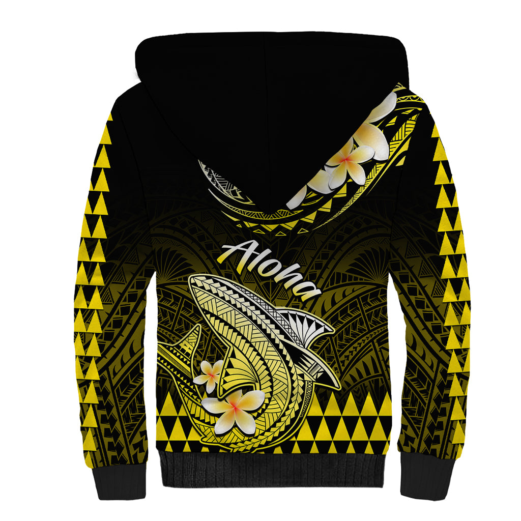 Hawaii Sherpa Hoodie Polynesian Shark with Kakau Yellow Version LT01 - Polynesian Pride