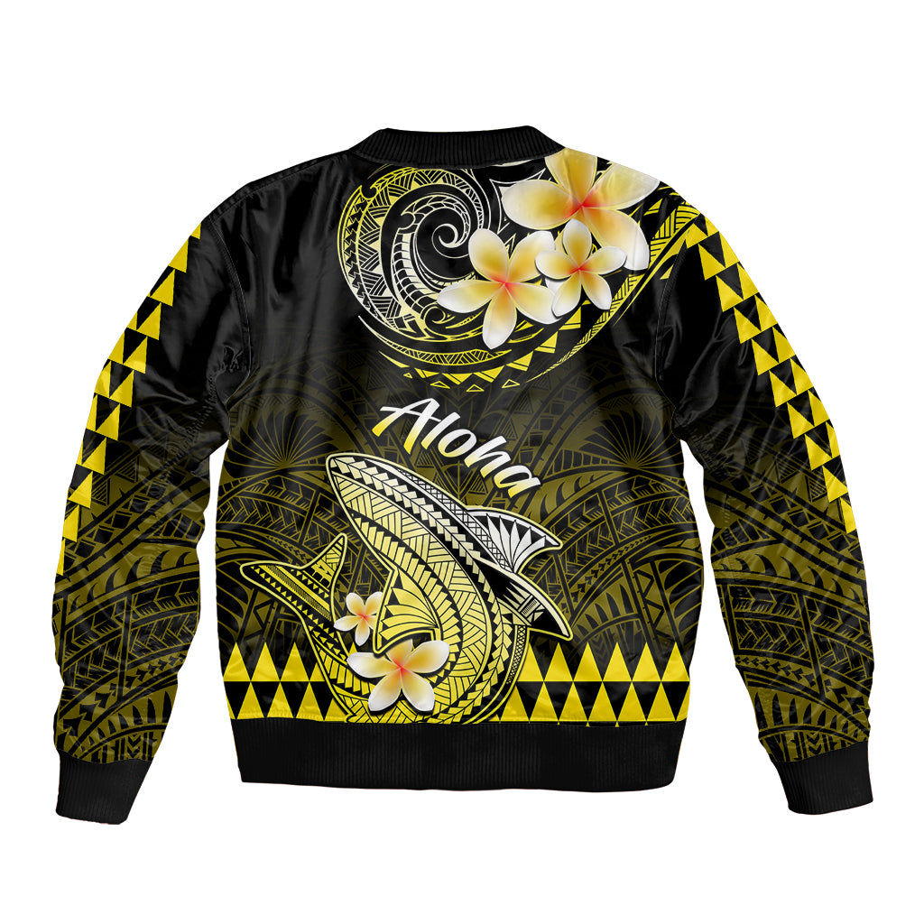 Hawaii Sleeve Zip Bomber Jacket Polynesian Shark with Kakau Yellow Version LT01 - Polynesian Pride