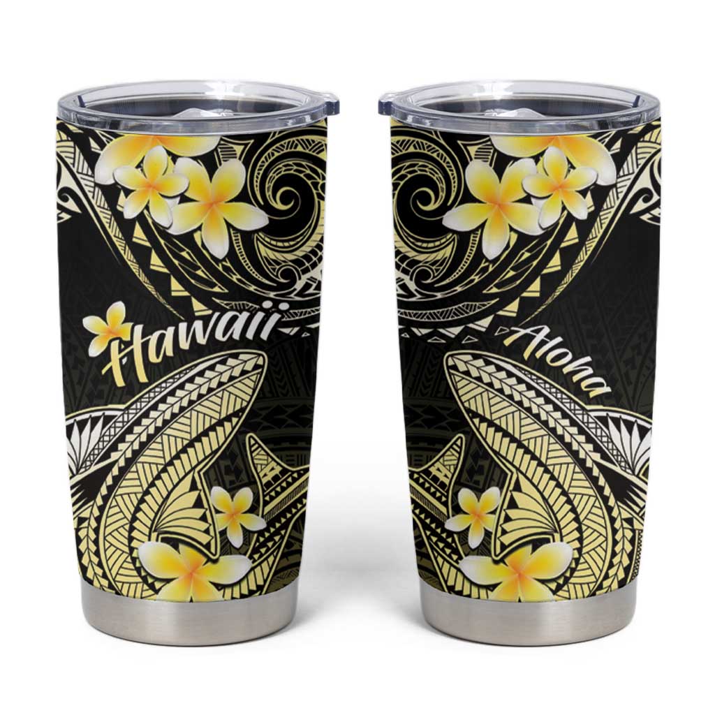 Hawaii Tumbler Cup Polynesian Shark with Kakau Yellow Version