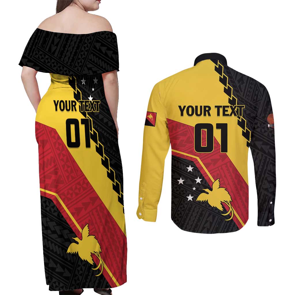 Custom PNG Couples Matching Off Shoulder Maxi Dress and Long Sleeve Button Shirt The Kumuls Are On A Roll