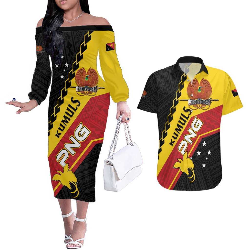 Custom PNG Couples Matching Off The Shoulder Long Sleeve Dress and Hawaiian Shirt The Kumuls Are On A Roll