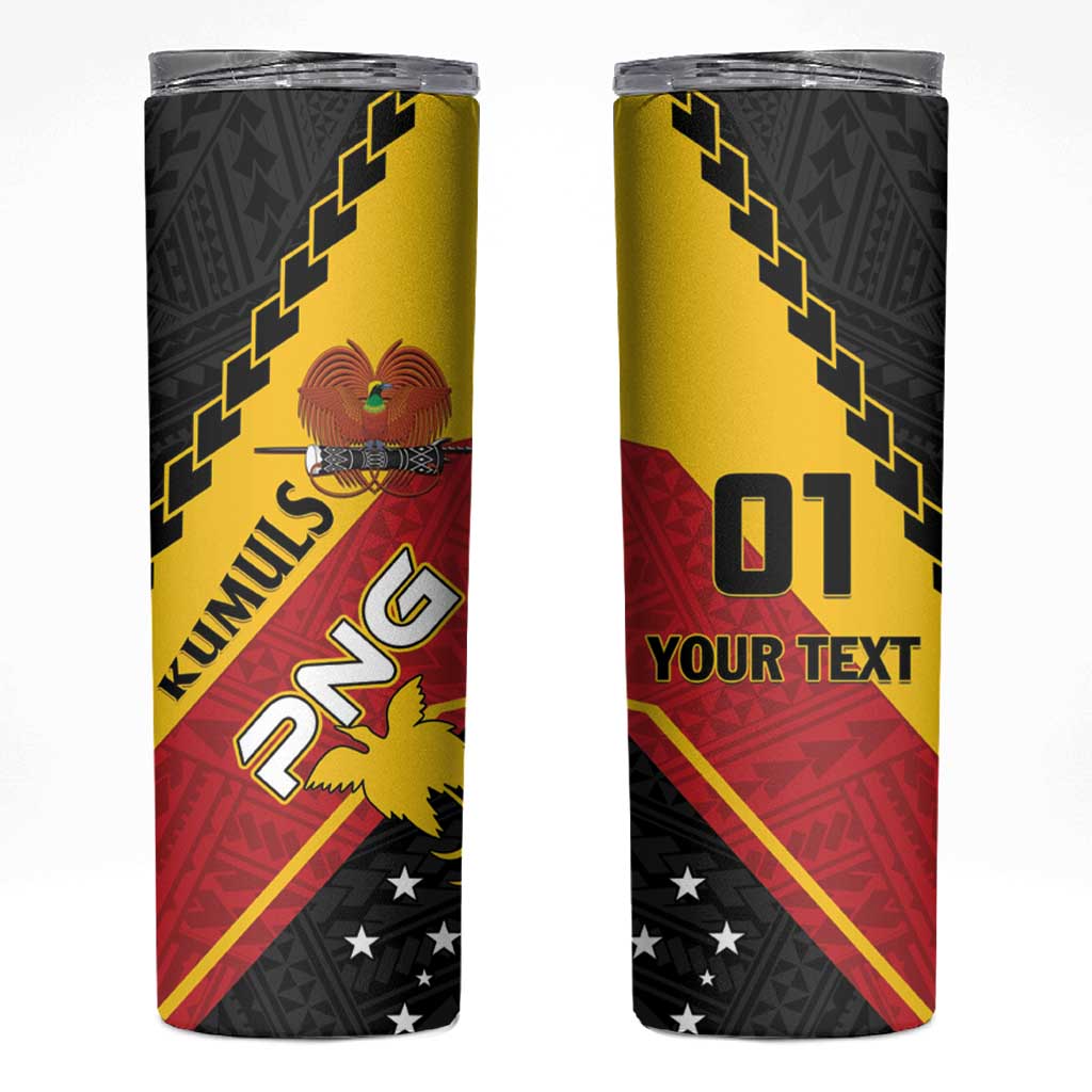 Custom PNG Rugby Skinny Tumbler The Kumuls Are On A Roll LT01 Black - Polynesian Pride