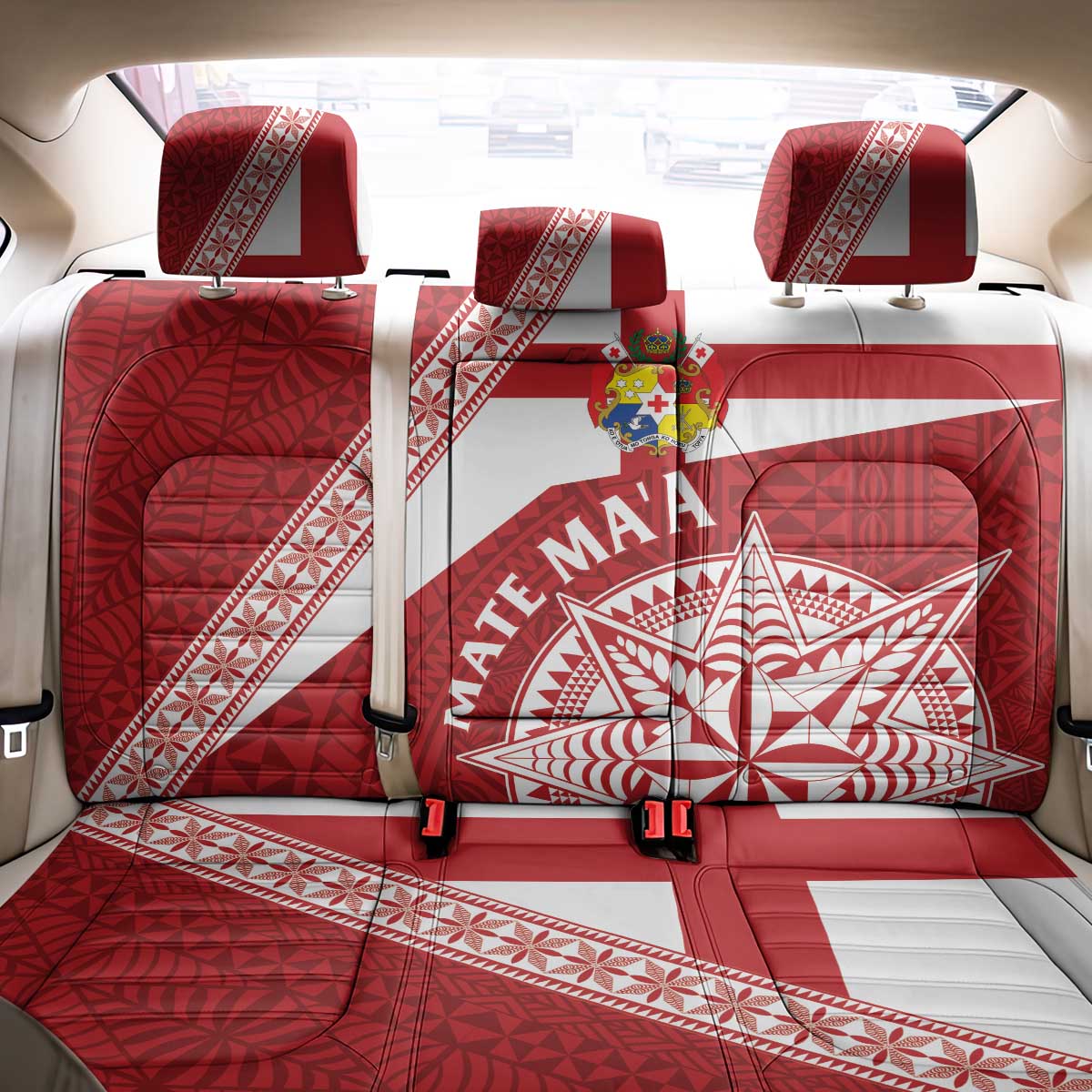 Tonga Rugby Mate Maa Back Car Seat Cover Ngatu Pattern LT01 - Polynesian Pride