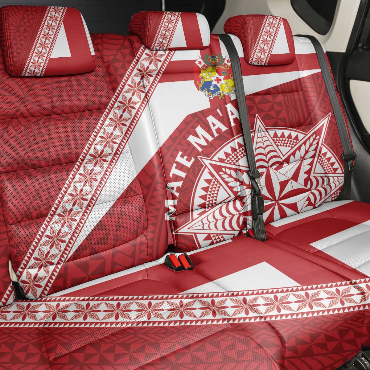 Tonga Rugby Mate Maa Back Car Seat Cover Ngatu Pattern LT01 - Polynesian Pride