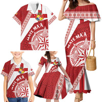 Custom Tonga Rugby Mate Maa Family Matching Mermaid Dress and Hawaiian Shirt Ngatu Pattern