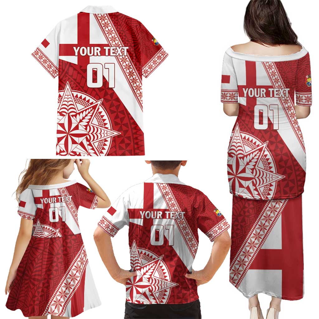 Custom Tonga Rugby Mate Maa Family Matching Puletasi and Hawaiian Shirt Ngatu Pattern LT01 - Polynesian Pride