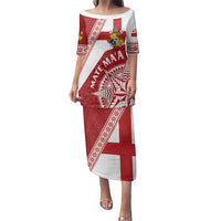 Custom Tonga Rugby Mate Maa Family Matching Puletasi and Hawaiian Shirt Ngatu Pattern LT01 Mom's Dress Red - Polynesian Pride