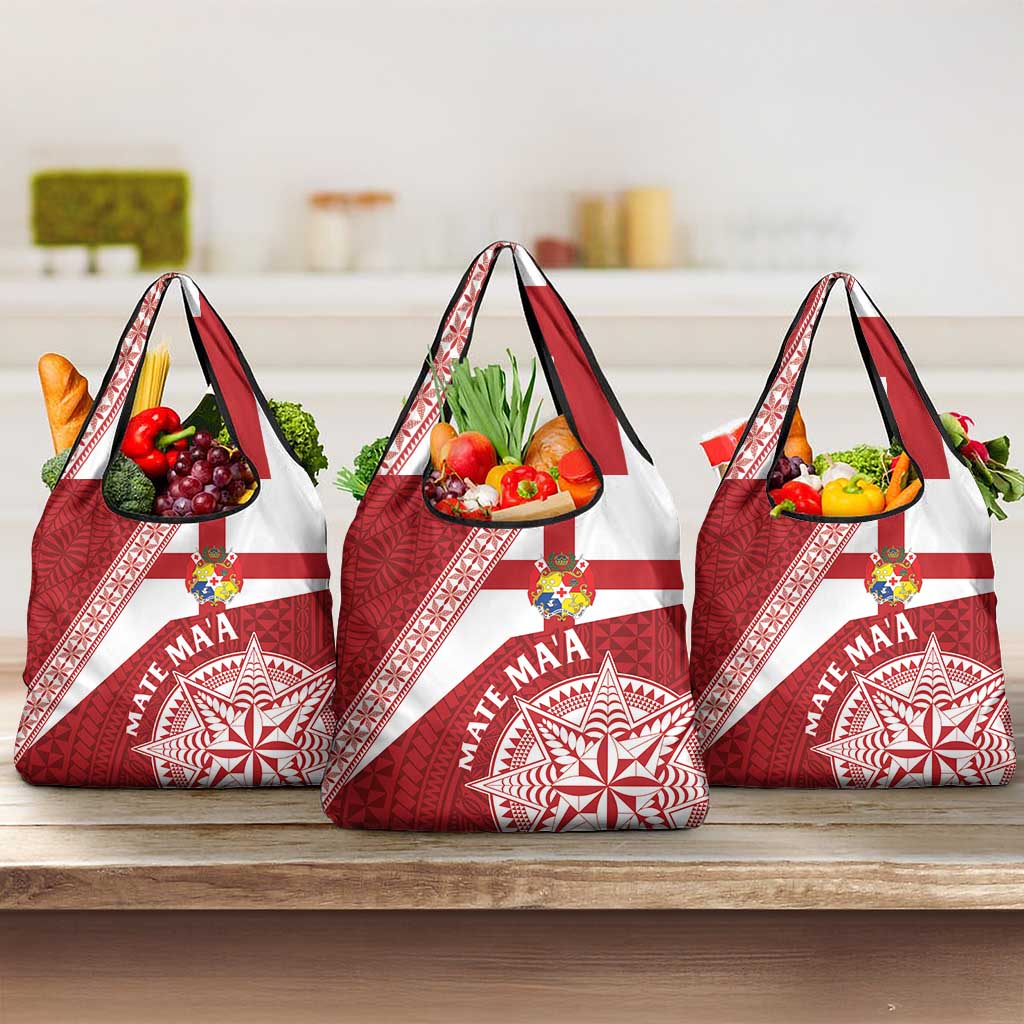 Tonga Rugby Mate Maa Grocery Bag Ngatu Pattern