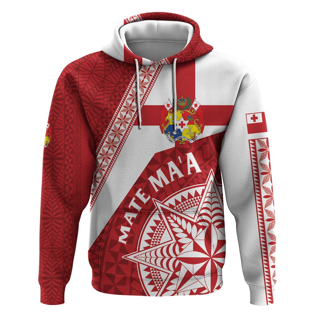 Custom Tonga Rugby Mate Maa Hoodie Ngatu Pattern LT01 Pullover Hoodie Red - Polynesian Pride