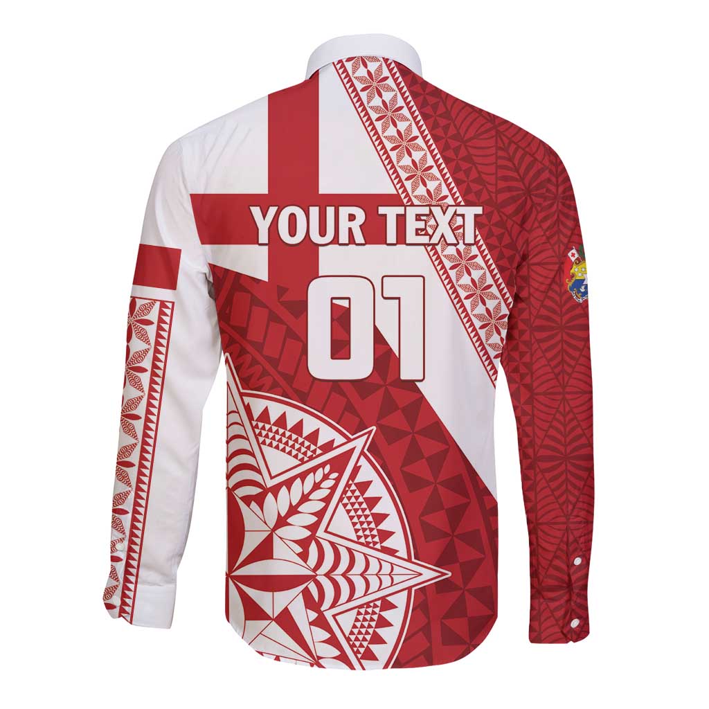 Custom Tonga Rugby Mate Maa Long Sleeve Button Shirt Ngatu Pattern LT01 - Polynesian Pride