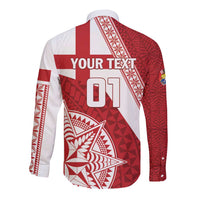 Custom Tonga Rugby Mate Maa Long Sleeve Button Shirt Ngatu Pattern LT01 - Polynesian Pride