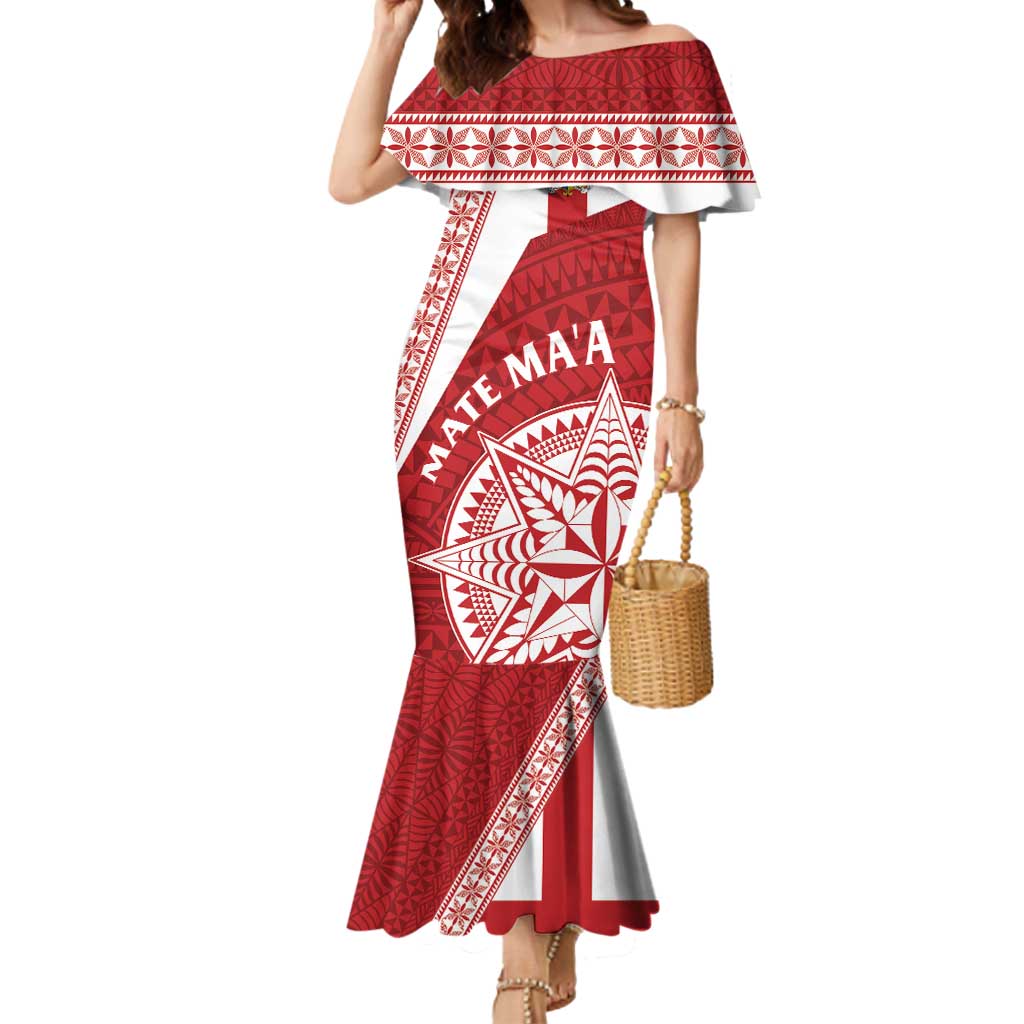 Custom Tonga Rugby Mate Maa Mermaid Dress Ngatu Pattern