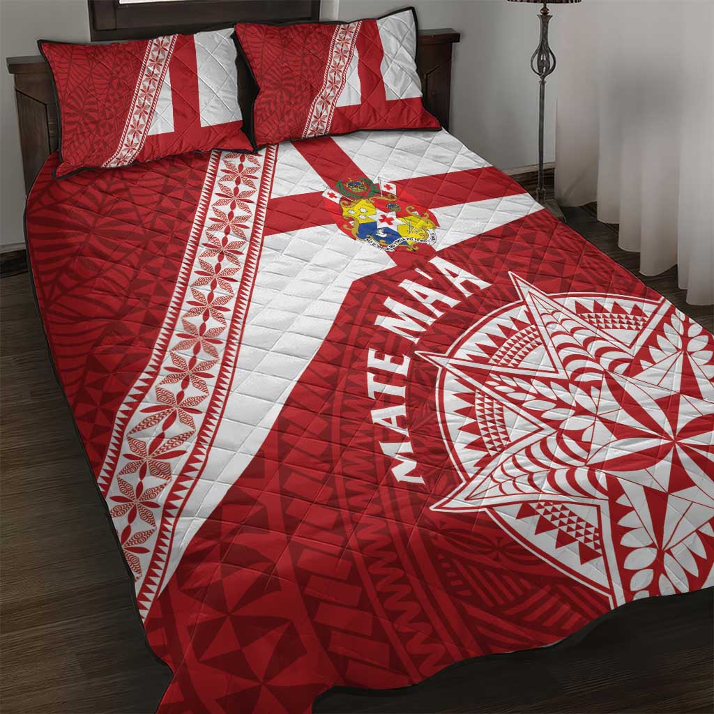 Tonga Rugby Mate Maa Quilt Bed Set Ngatu Pattern LT01 Red - Polynesian Pride