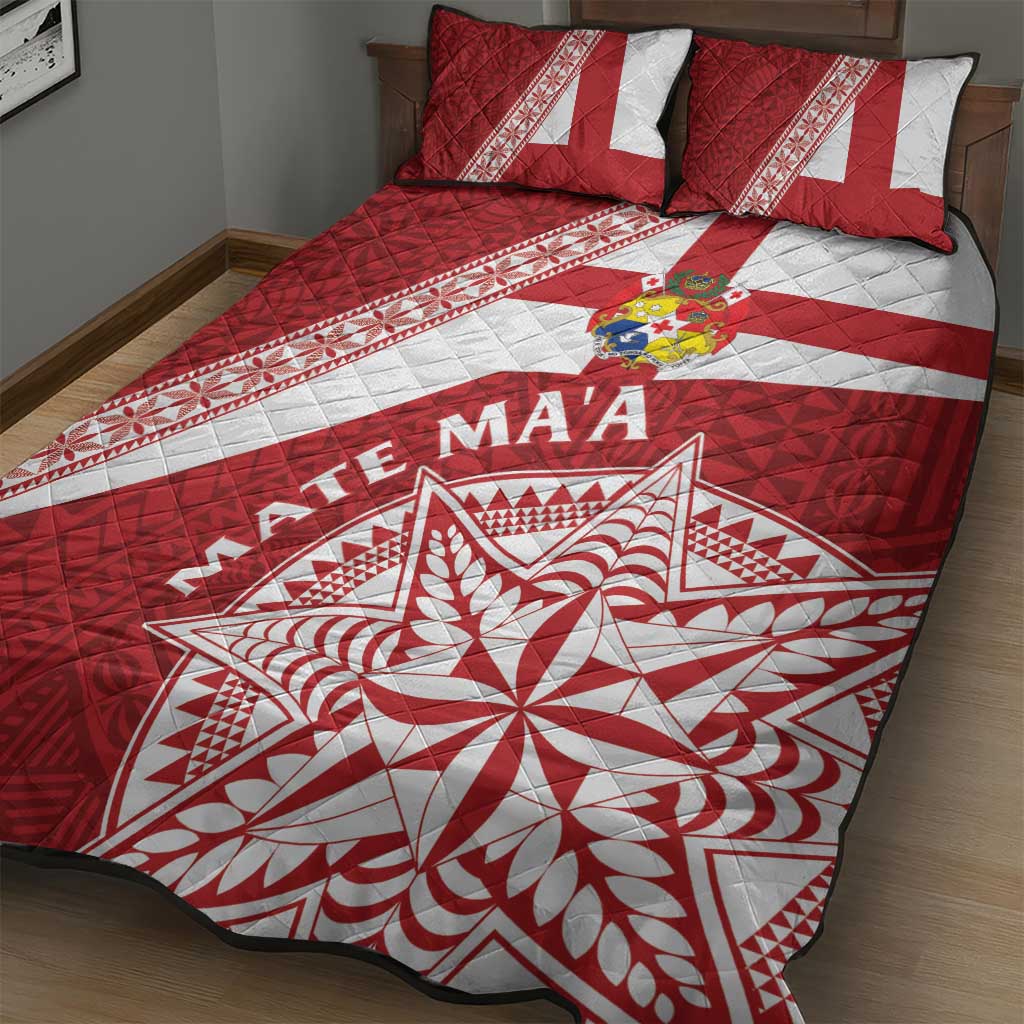 Tonga Rugby Mate Maa Quilt Bed Set Ngatu Pattern LT01 - Polynesian Pride