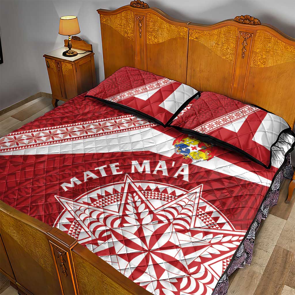 Tonga Rugby Mate Maa Quilt Bed Set Ngatu Pattern LT01 - Polynesian Pride