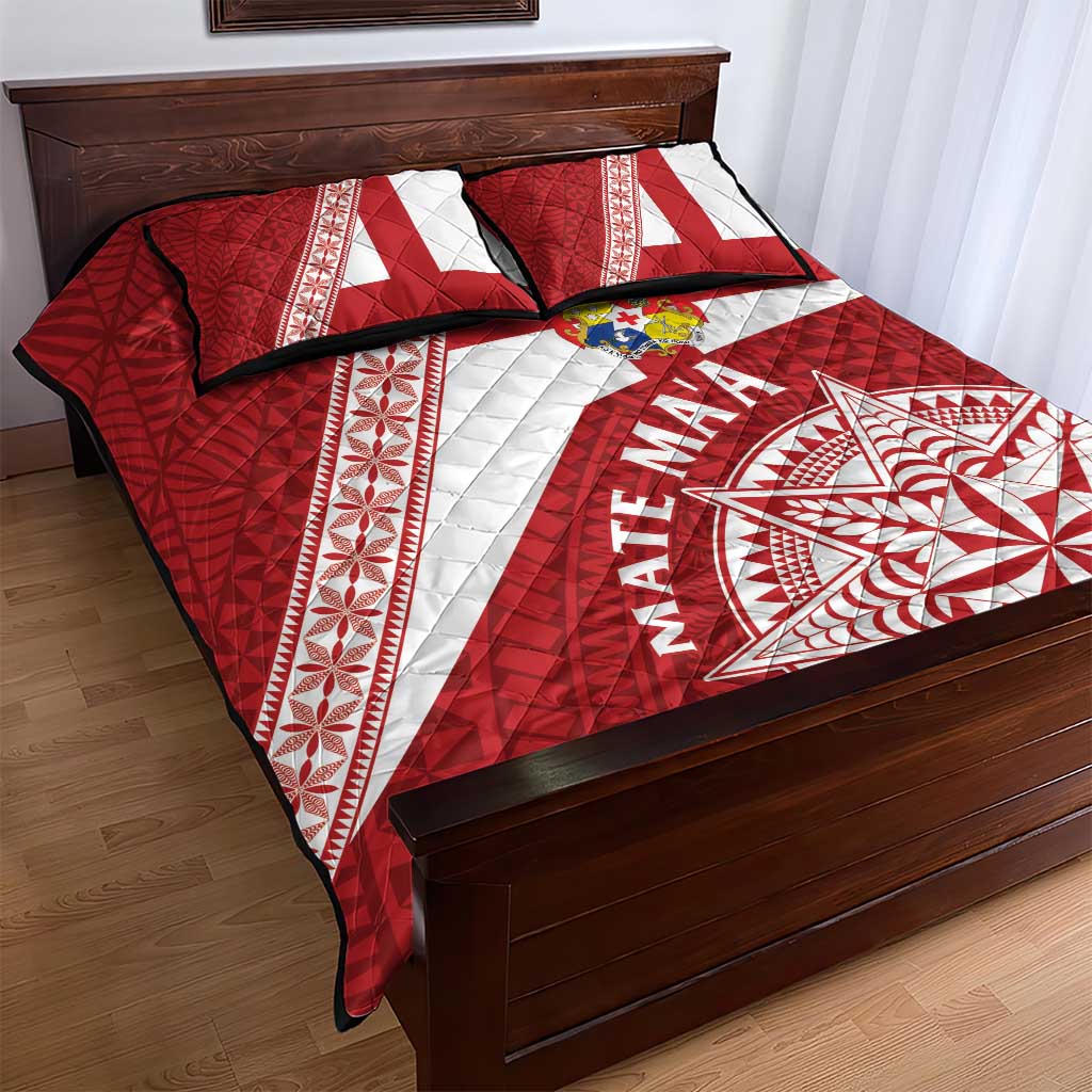 Tonga Rugby Mate Maa Quilt Bed Set Ngatu Pattern LT01 - Polynesian Pride