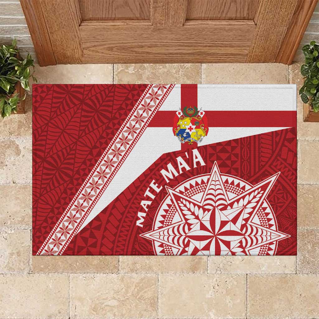 Tonga Rugby Mate Maa Rubber Doormat Ngatu Pattern