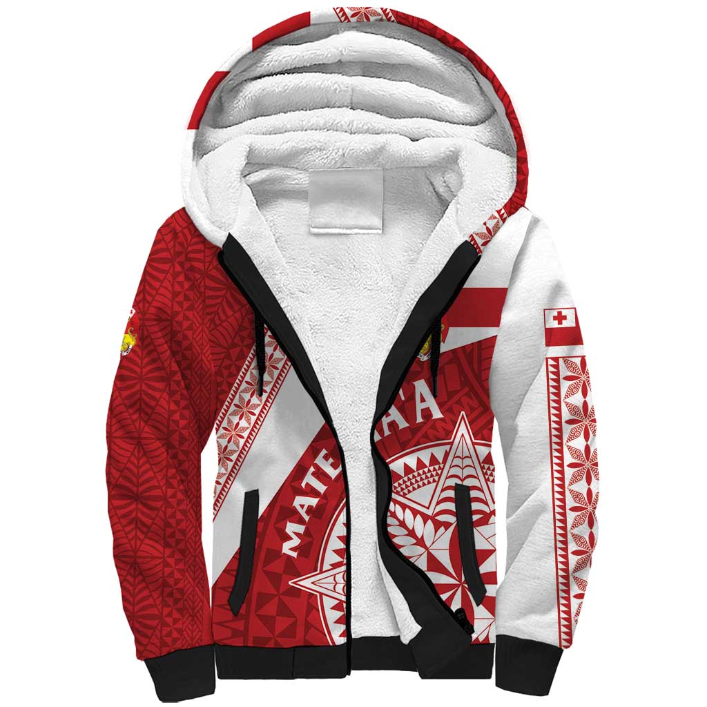 Custom Tonga Rugby Mate Maa Sherpa Hoodie Ngatu Pattern