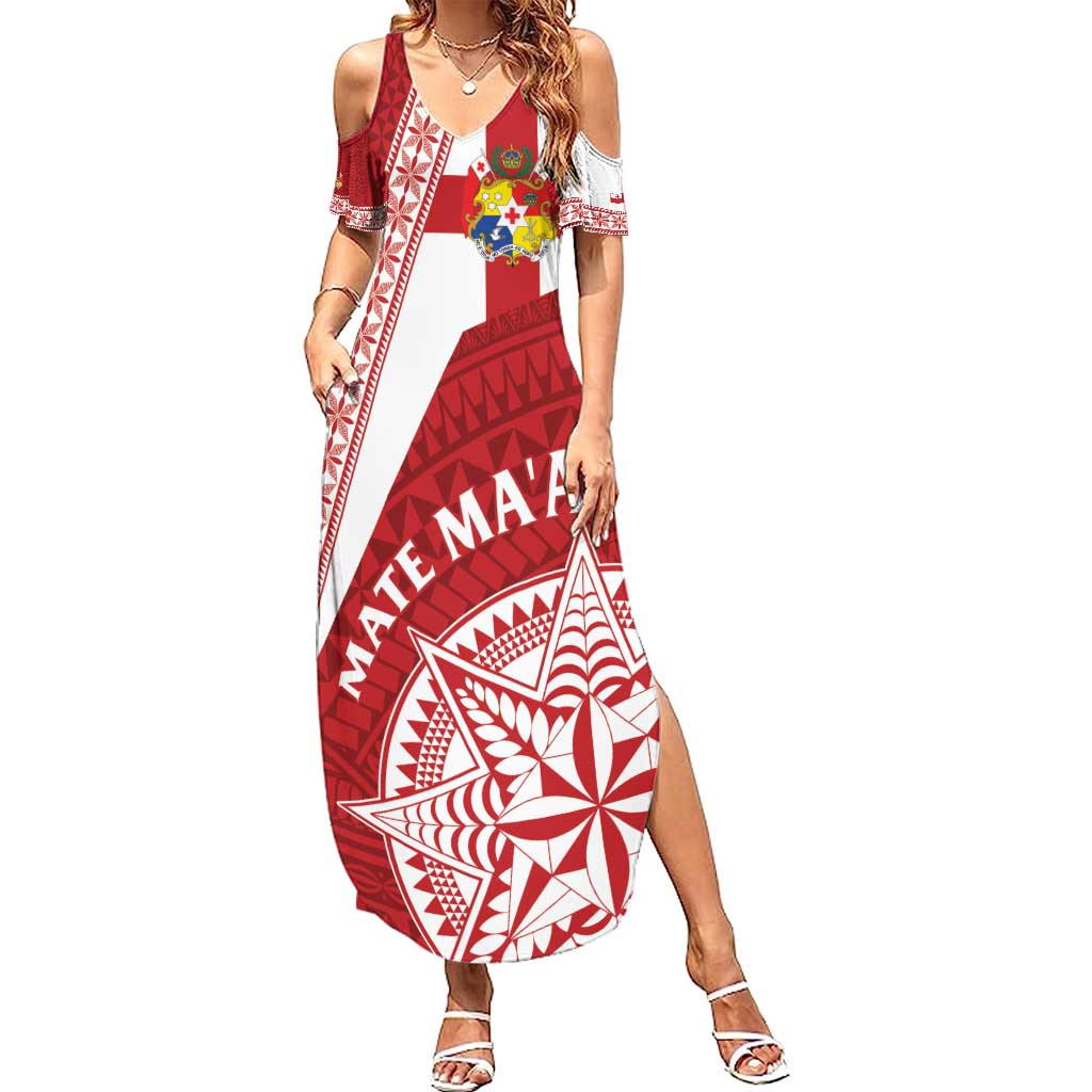 Custom Tonga Rugby Mate Maa Summer Maxi Dress Ngatu Pattern