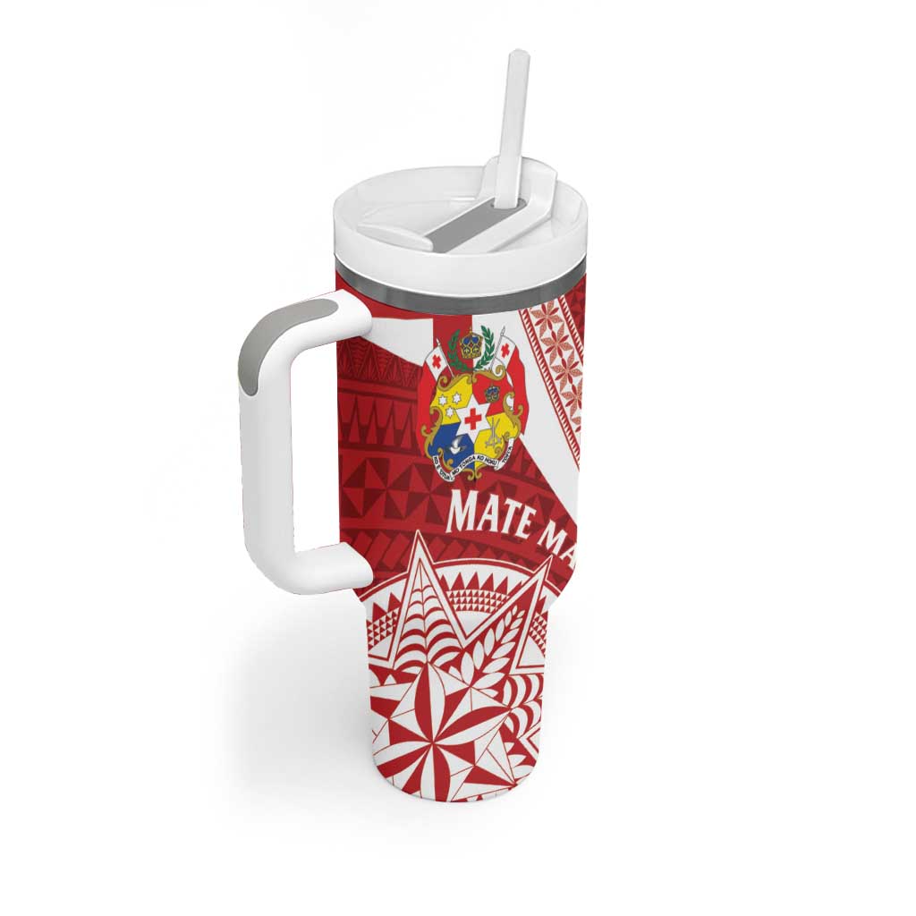 Tonga Rugby Mate Maa Tumbler With Handle Ngatu Pattern