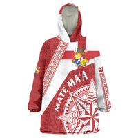 Custom Tonga Rugby Mate Maa Wearable Blanket Hoodie Ngatu Pattern LT01 One Size Red - Polynesian Pride