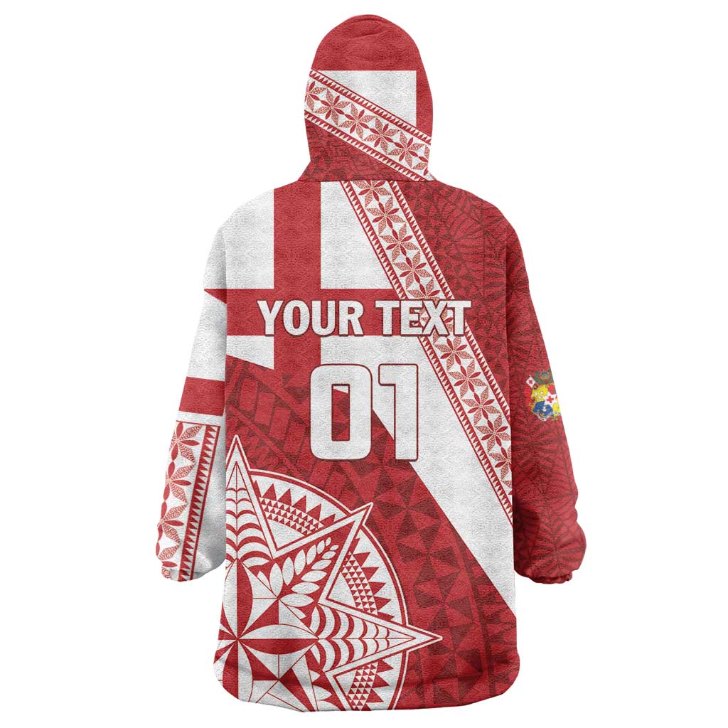 Custom Tonga Rugby Mate Maa Wearable Blanket Hoodie Ngatu Pattern LT01 - Polynesian Pride