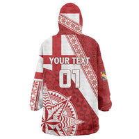 Custom Tonga Rugby Mate Maa Wearable Blanket Hoodie Ngatu Pattern LT01 - Polynesian Pride