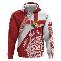 Custom Tonga Rugby Mate Maa Zip Hoodie Ngatu Pattern LT01 Zip Hoodie Red - Polynesian Pride