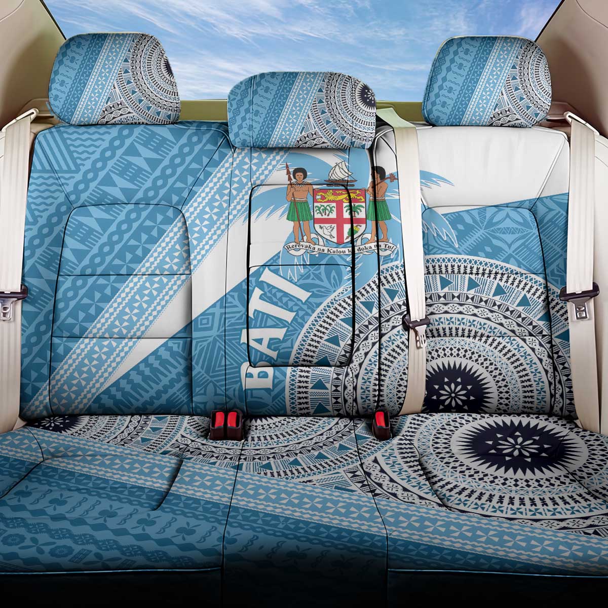 Fiji Rugby Bati Back Car Seat Cover Tapa Pattern LT01 One Size Blue - Polynesian Pride