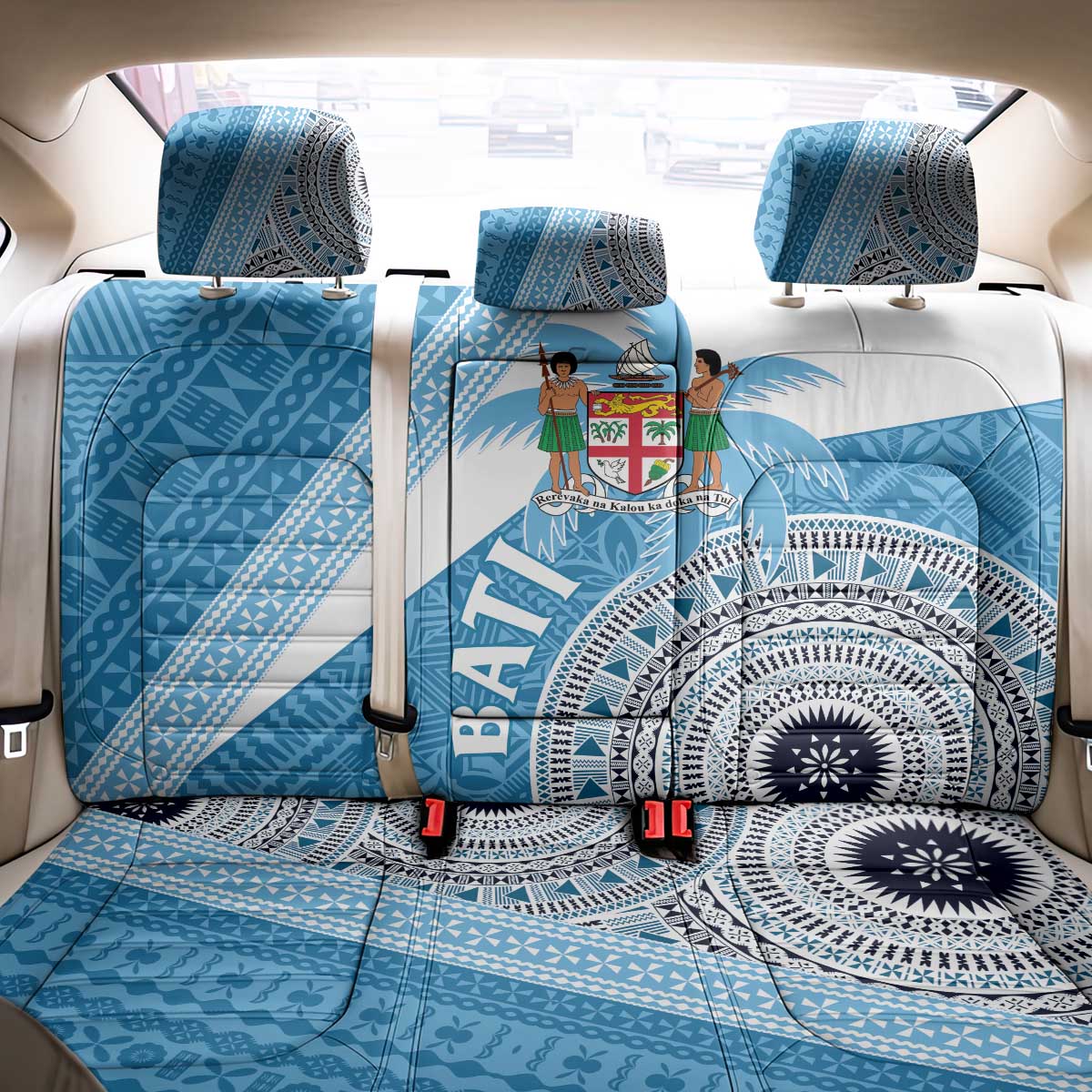 Fiji Rugby Bati Back Car Seat Cover Tapa Pattern LT01 - Polynesian Pride