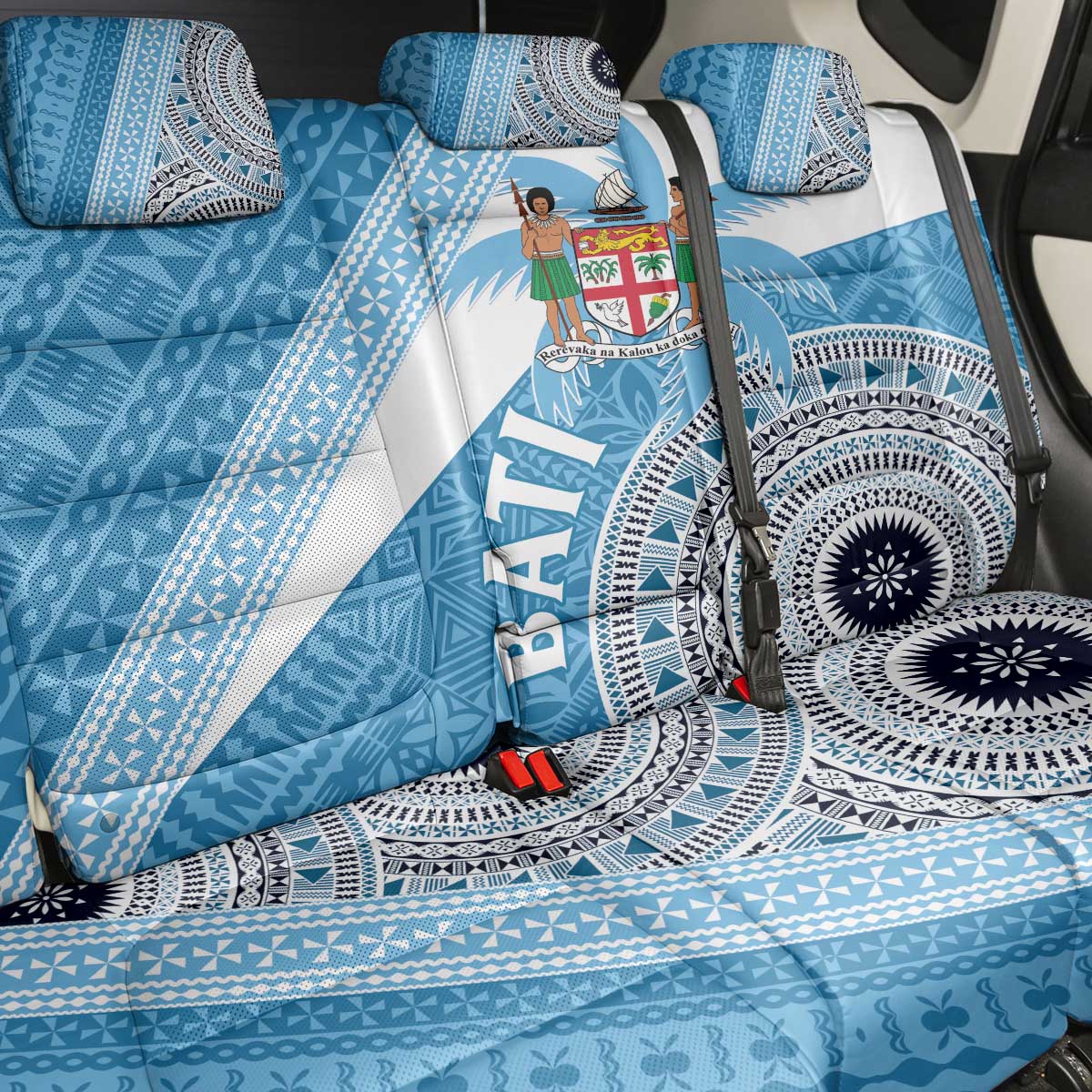 Fiji Rugby Bati Back Car Seat Cover Tapa Pattern LT01 - Polynesian Pride
