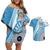 Custom Fiji Rugby Bati Couples Matching Off Shoulder Short Dress and Hawaiian Shirt Tapa Pattern