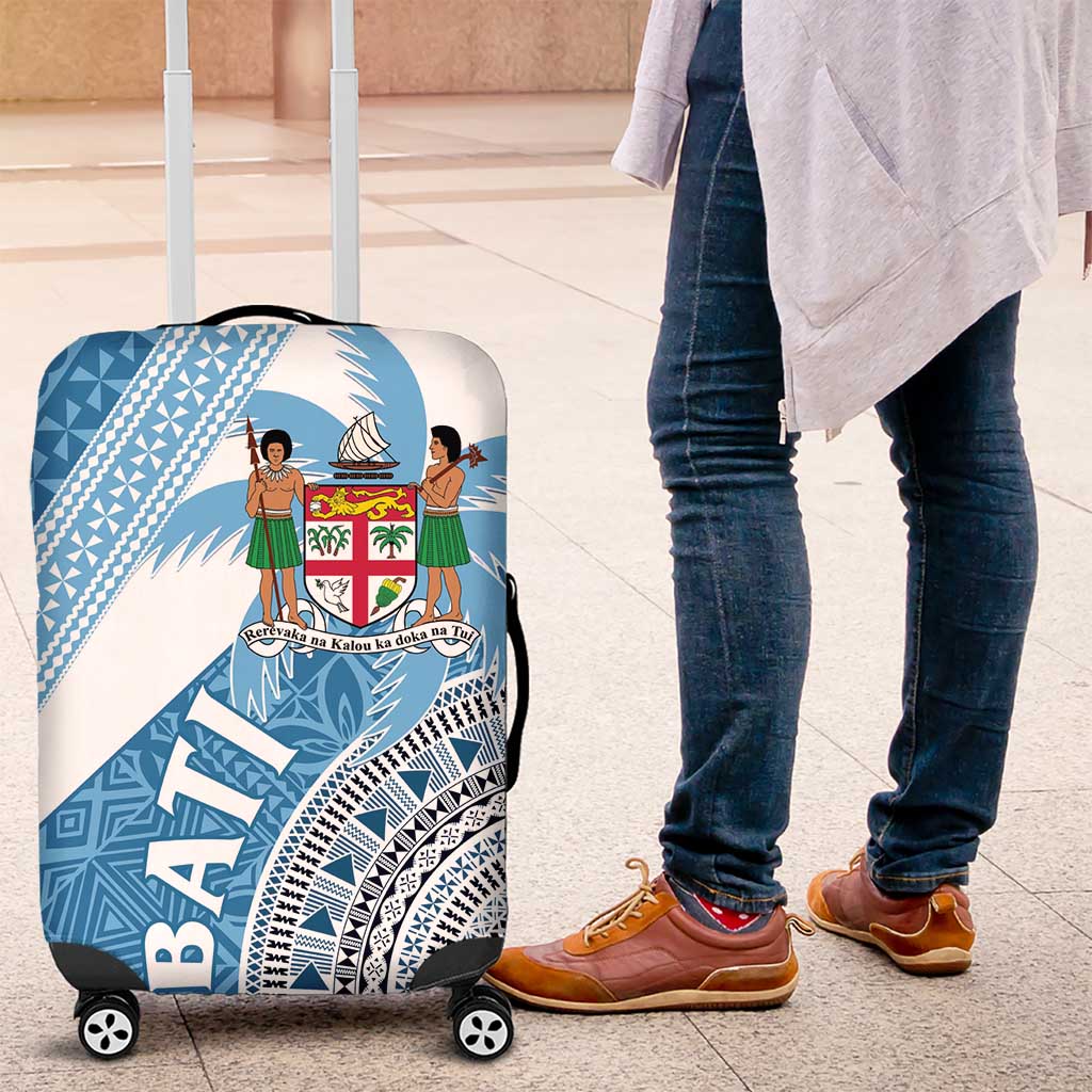 Fiji Rugby Bati Luggage Cover Tapa Pattern LT01 Blue - Polynesian Pride