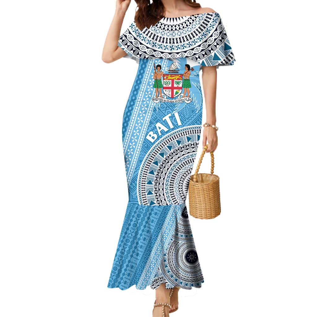 Custom Fiji Rugby Bati Mermaid Dress Tapa Pattern