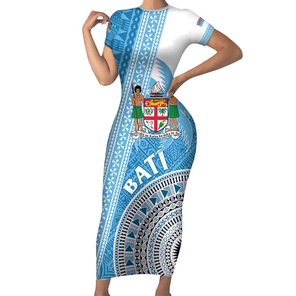 Custom Fiji Rugby Bati Short Sleeve Bodycon Dress Tapa Pattern