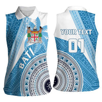 Custom Fiji Rugby Bati Women Sleeveless Polo Shirt Tapa Pattern