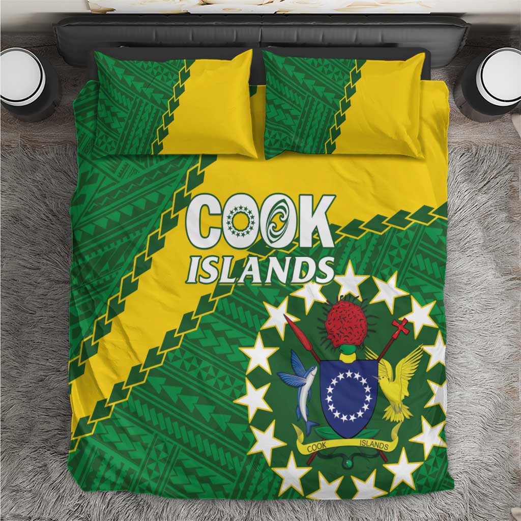 Cook Islands Rugby Kukis Bedding Set Circle Stars LT01 Green - Polynesian Pride