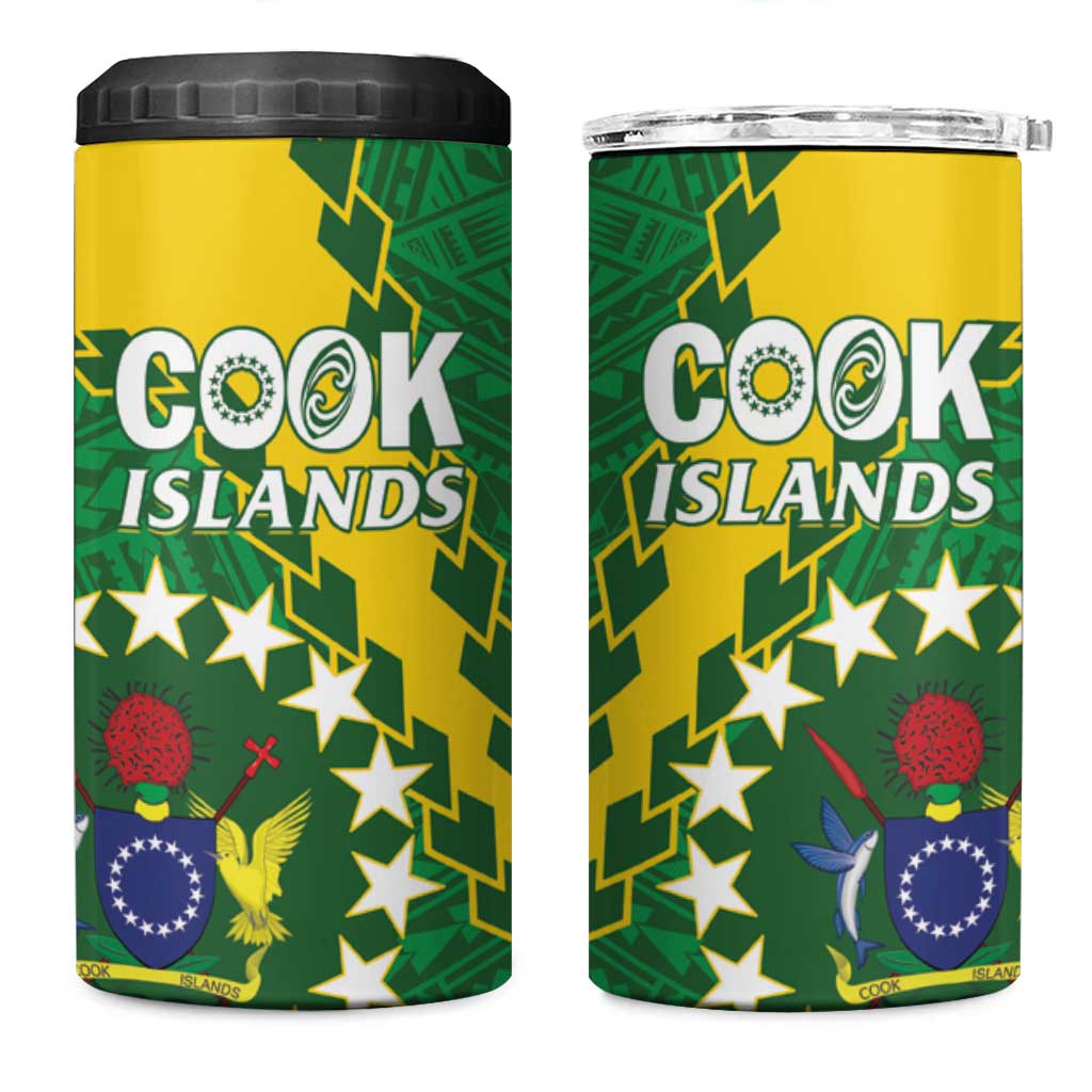 Cook Islands Rugby Kukis 4 in 1 Can Cooler Tumbler Circle Stars