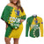 Custom Cook Islands Rugby Kukis Couples Matching Off Shoulder Short Dress and Long Sleeve Button Shirt Circle Stars