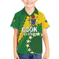 Custom Cook Islands Rugby Kukis Family Matching Short Sleeve Bodycon Dress and Hawaiian Shirt Circle Stars