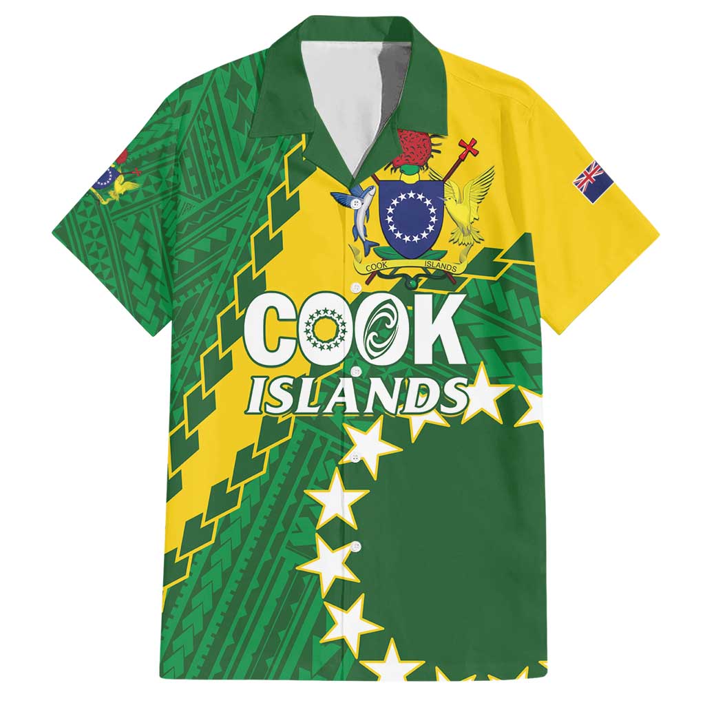 Custom Cook Islands Rugby Kukis Hawaiian Shirt Circle Stars