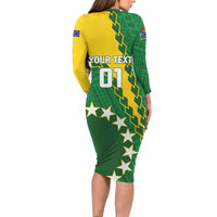 Custom Cook Islands Rugby Kukis Long Sleeve Bodycon Dress Circle Stars