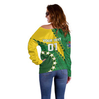 Custom Cook Islands Rugby Kukis Off Shoulder Sweater Circle Stars