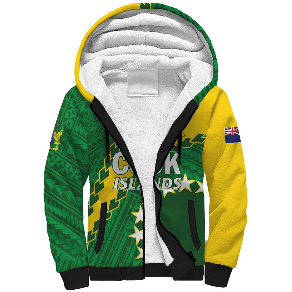 Custom Cook Islands Rugby Kukis Sherpa Hoodie Circle Stars