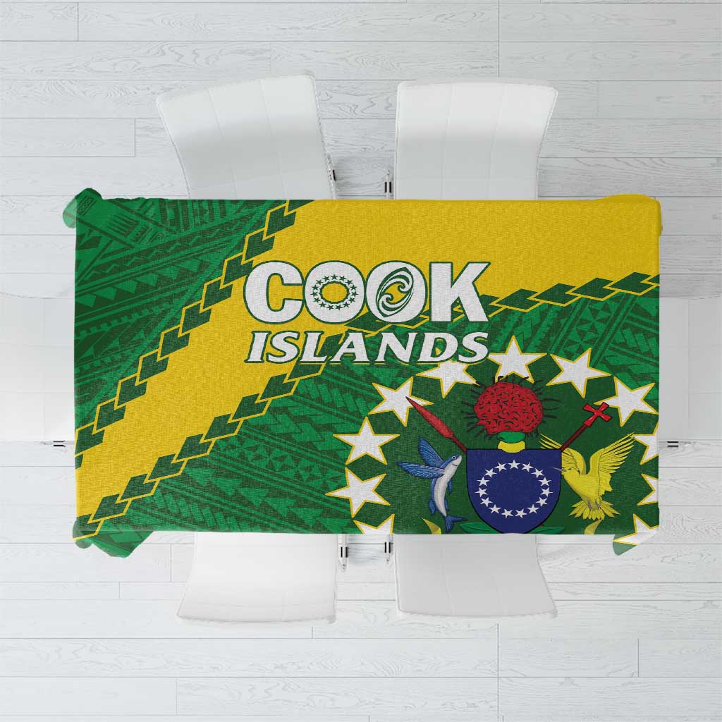 Cook Islands Rugby Kukis Tablecloth Circle Stars LT01 Green - Polynesian Pride