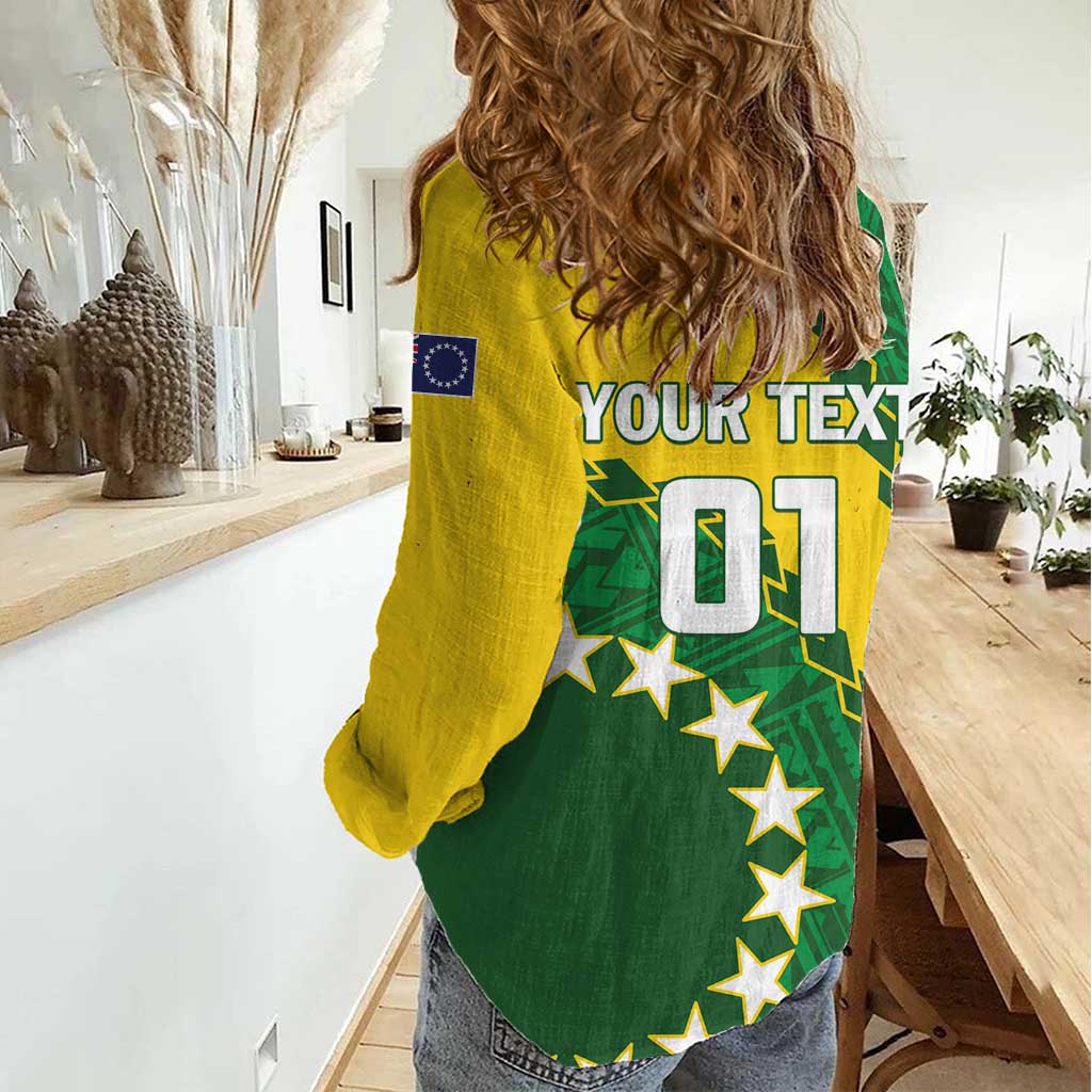 Custom Cook Islands Rugby Kukis Women Casual Shirt Circle Stars