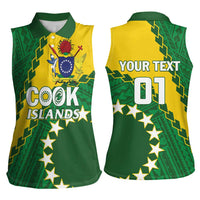 Custom Cook Islands Rugby Kukis Women Sleeveless Polo Shirt Circle Stars