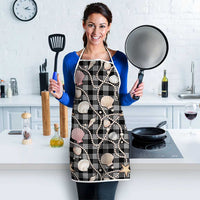 Hawaiian Ocean Seashells Apron Black Palaka Pattern