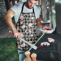 Hawaiian Ocean Seashells Apron Black Palaka Pattern