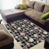 Hawaiian Ocean Seashells Area Rug Black Palaka Pattern LT01 - Polynesian Pride